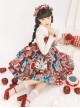 Cherry Bear Series Jsk Cute Three Section Cake Hem Sweet Printed High Waist Lolita Sleeveless Dress