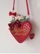 One Strawberry Series Sweet Cute Strawberry Shaped Bowknot Cross Body Shoulder Handheld Lolita Bag