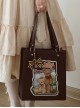 Forest Illustration Series Cute Animal Printed Bowknot Shoulder Cross Body Large Capacity Lolita Tote Bag