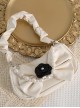 Gentle Elegant French Camellia Dark Style Pearl Chain Shoulder Handheld Versatile Lolita Bag
