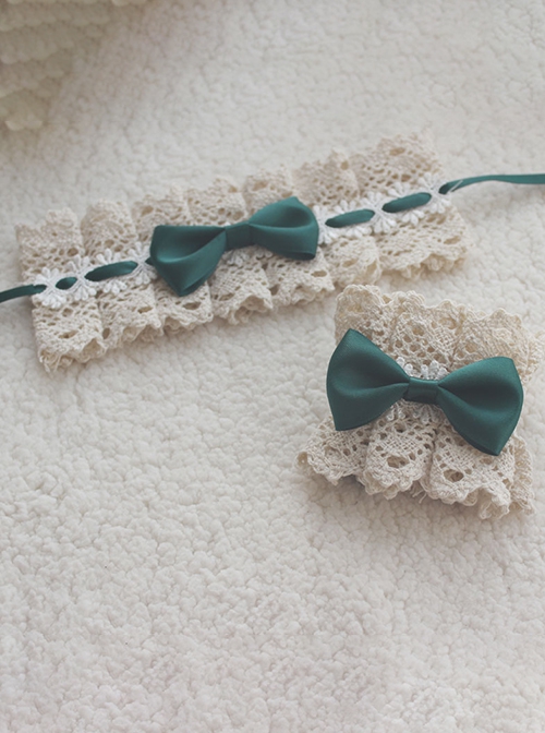 Simple Elegant Handmade Versatile Pure Cotton Lace Cute Bowknot Lolita Cuffs