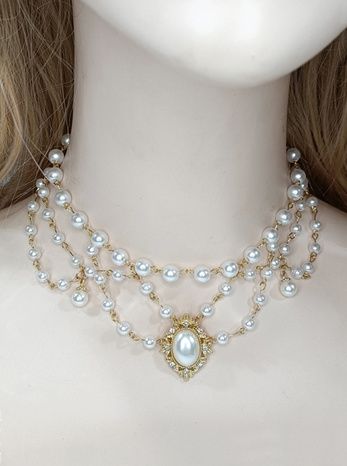 French Elegance Wedding Jewelry Gorgeous Classic Lolita Layers Pearl Necklace