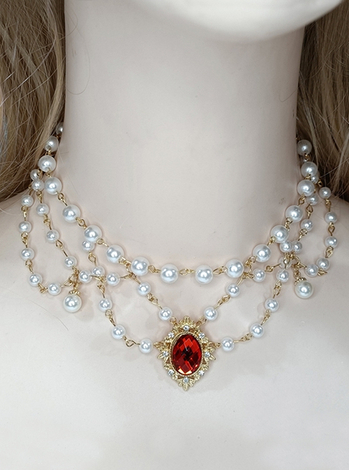 French Elegance Wedding Jewelry Gorgeous Classic Lolita Layers Pearl Necklace