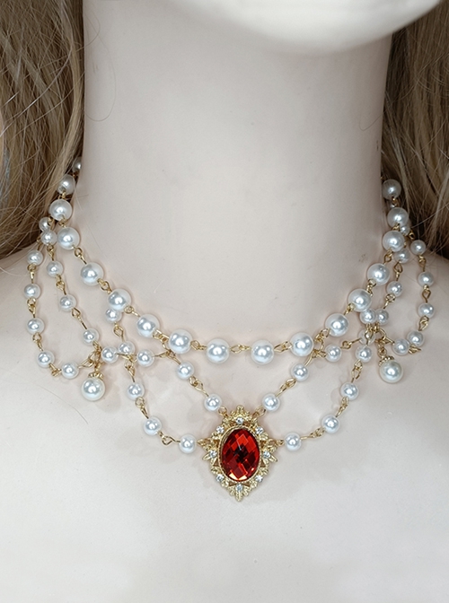 French Elegance Wedding Jewelry Gorgeous Classic Lolita Layers Pearl Necklace