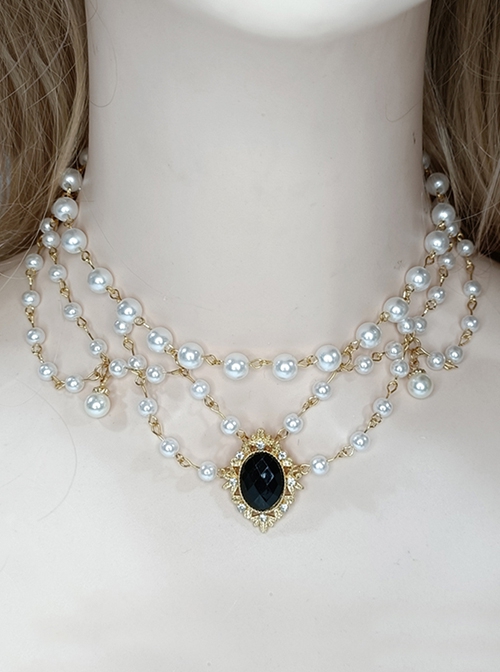 French Elegance Wedding Jewelry Gorgeous Classic Lolita Layers Pearl Necklace