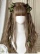 Manual Daily Flat Bangs Light Tea Brown Romantic Elf Fairy Long Curly Hair Classic Lolita Full Head Wig