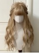 Manual Daily Flat Bangs Light Tea Brown Romantic Elf Fairy Long Curly Hair Classic Lolita Full Head Wig