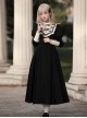 Twilight Mail Series White Ruffled Edge Splicing Black Big Hem Bowknot Classic Lolita Juliet Sleeves Dress