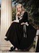 Twilight Mail Series White Ruffled Edge Splicing Black Big Hem Bowknot Classic Lolita Juliet Sleeves Dress