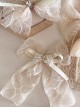 Fairy Wedding Petal Sequin Mesh Ribbon Apricot Pearl Large Bowknot Classic Lolita Press Hairpin