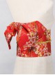 Japanese Style Gorgeous Brocade Bowknot Traditional Classics Patterns Yukata Kimono Cherry Blossom Girdle