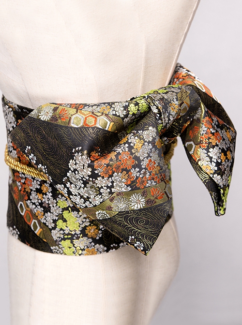 Japanese Style Gorgeous Brocade Bowknot Traditional Classics Patterns Yukata Kimono Cherry Blossom Girdle