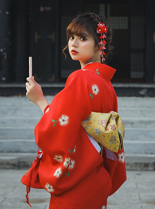 Gorgeous Brocade Bowknot Classics Flower Clusters Traditional Pattern Branches Japanese Style Yukata Kimono Girdle