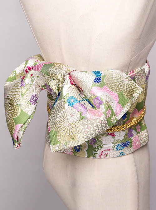 Gorgeous Brocade Bowknot Classics Flower Clusters Traditional Pattern Branches Japanese Style Yukata Kimono Girdle