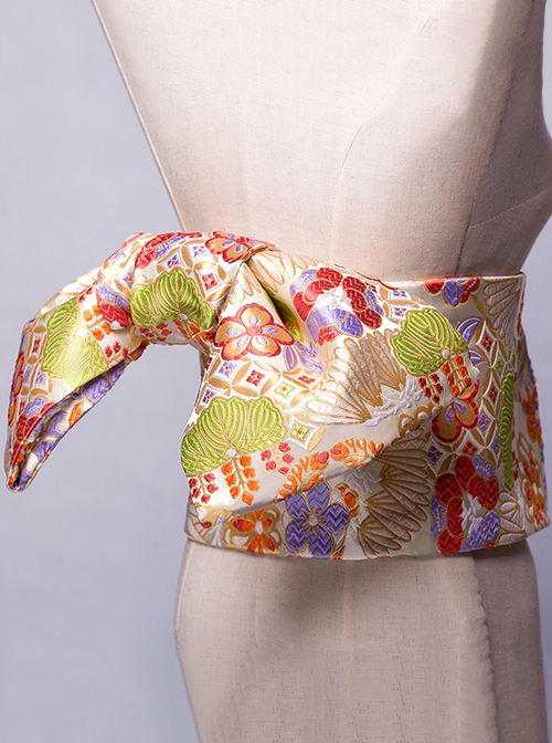 Gorgeous Brocade Bowknot Classics Flower Clusters Traditional Pattern Branches Japanese Style Yukata Kimono Girdle