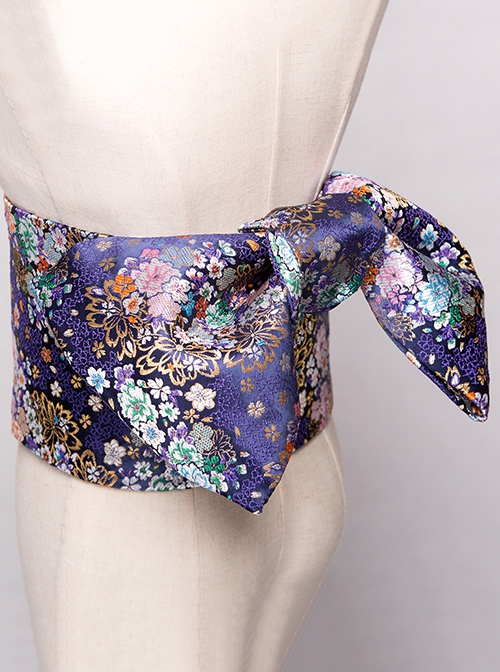 Gorgeous Brocade Bowknot Classics Flower Clusters Traditional Pattern Branches Japanese Style Yukata Kimono Girdle