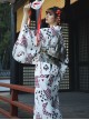 Japanese Style Halloween Playing Card Pattern Festive Costumes Formal Female Yukata Improved Kimono