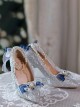 Gorgeous Silver Shiny Pointed Toe Bridal Bowknot Pearl Stiletto Heel Palace Style Elegant Lolita Shoes