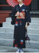 Dark Black Halloween Red Black Festive Costumes Traditional Pattern Classic Elegant Japanese Style Kimono