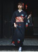 Dark Black Halloween Red Black Festive Costumes Traditional Pattern Classic Elegant Japanese Style Kimono