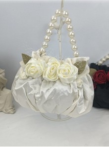 Classical Elegant Rose Pearl Chain Sweet Retro Handheld Crossbody Lolita Bag