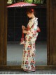 Immortal Maiden Japanese Style Elegant Classic Red Green Traditional Cherry Blossom Pattern Improved Kimono Yukata