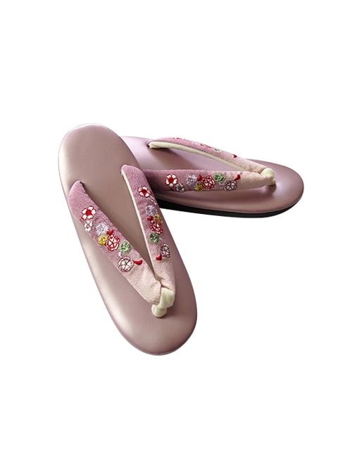Japanese Style Formal Kimono Cosplay Traditional Classic Embroidered Fabric Strap Flip Flops Female Shoes