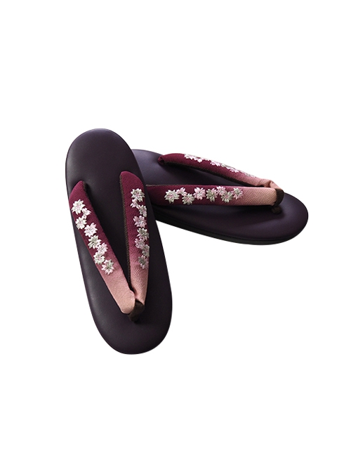 Japanese Style Formal Kimono Cosplay Traditional Classic Embroidered Fabric Strap Flip Flops Female Shoes