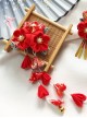 Handmade Japanese Style Crepe Cherry Blossom Tassel Traditional Jewelry Long Tassels Hair Accessory