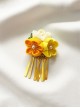 Handmade Japanese Style Pearl Cherry Blossom Metallic Tassel Flowers Traditional Jewelry Hairpin
