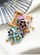 Handmade Japanese Style Cute Small Bell Pearl Cherry Blossom Bead Tassel Traditional Jewelry Hairpin
