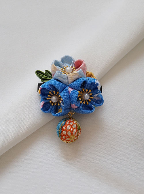 Handmade Japanese Style Cute Little Ball Pendant Pearl Cherry Blossom Bead Kimono Jewelry Hairpin