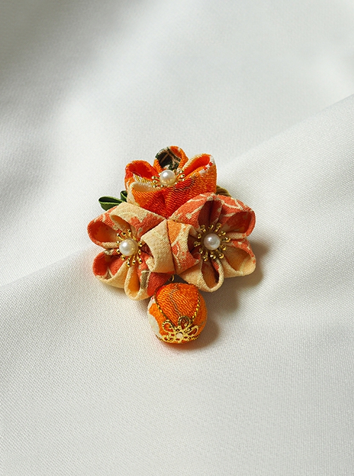 Handmade Japanese Style Cute Little Ball Pendant Pearl Cherry Blossom Bead Kimono Jewelry Hairpin