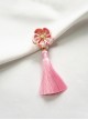 Handmade Japanese Style Cute Single Flower Pearl Cherry Blossom Bell Tassel Kimono Jewelry Hairpin