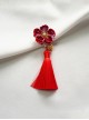 Handmade Japanese Style Cute Single Flower Pearl Cherry Blossom Bell Tassel Kimono Jewelry Hairpin