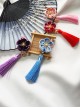 Handmade Japanese Style Cute Single Flower Pearl Cherry Blossom Bell Tassel Kimono Jewelry Hairpin