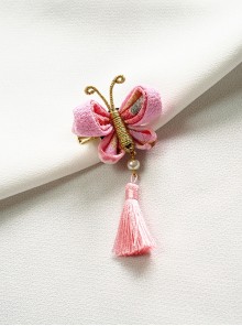 Handmade Japanese Style Cute Pearl Weaving Butterfly Tassel Kimono Jewelry Accessory Hairpin