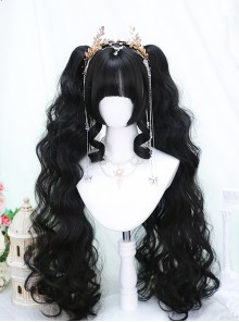 Secret Series Oil Painting Style Black Roman Roll Double Ponytail Curly Sweet Lolita Full Head Wig