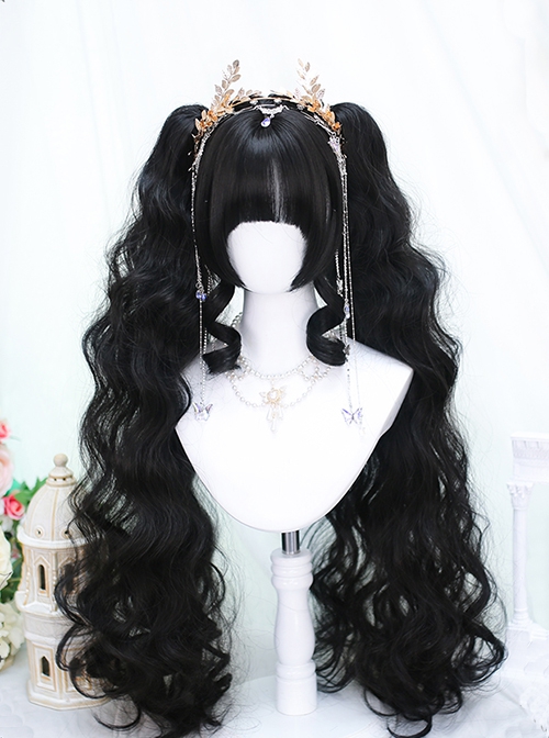 Secret Series Oil Painting Style Black Roman Roll Double Ponytail Curly Sweet Lolita Full Head Wig