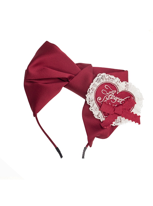 Heartbeat Series Sweet Heart Bowknot Retro Elegant Lolita Headband