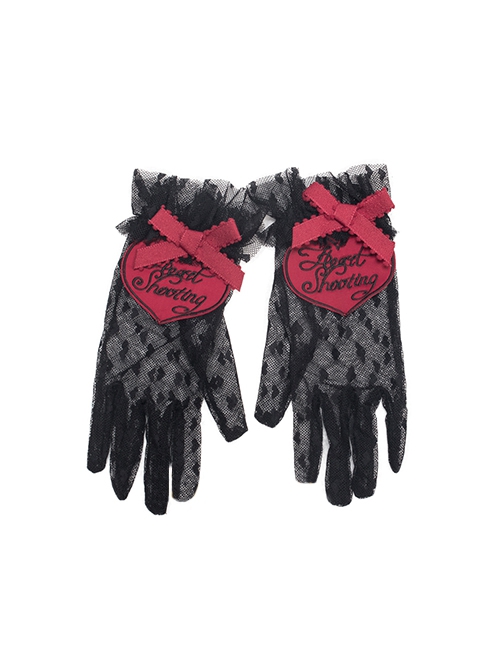 Heartbeat Series Love Lace Bowknot Embroidery Retro Elegant Lolita Gloves