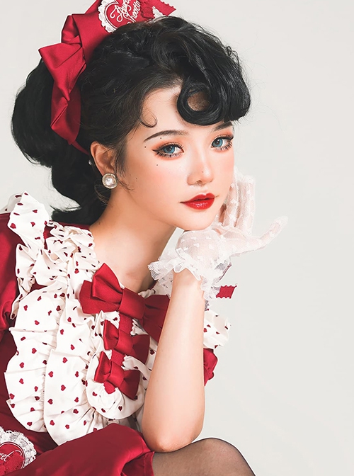 Heartbeat Series Love Lace Bowknot Embroidery Retro Elegant Lolita Gloves