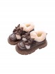 Autumn Winter Plus Velvet Girl Child Ribbon Bowknot College Style Soft Sole Low Heel Leather Short Boots