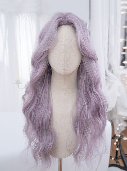 Wisteria Color Elegant Temperament Stylish Long Curly Hair Sweet Lolita Full Head Mid Split Wig