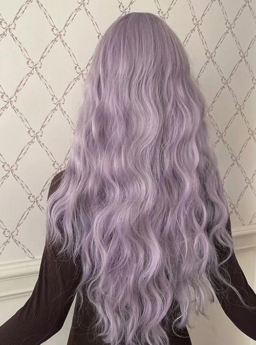 Wisteria Color Elegant Temperament Stylish Long Curly Hair Sweet Lolita Full Head Mid Split Wig