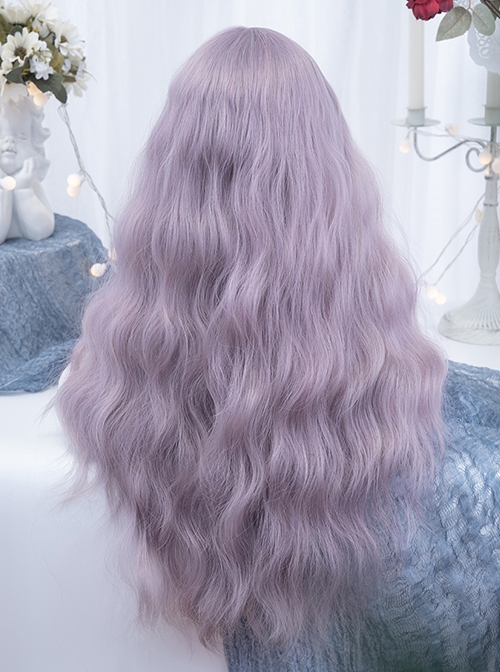 Wisteria Color Elegant Temperament Stylish Long Curly Hair Sweet Lolita Full Head Mid Split Wig