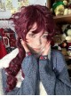 Burgundy Red Elegant Handsome Juvenile Stylish Long Curly Hair Fluffy Bangs Classic Lolita Full Head Wig