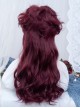 Burgundy Red Elegant Handsome Juvenile Stylish Long Curly Hair Fluffy Bangs Classic Lolita Full Head Wig