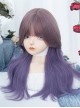 Harajuku Lotus Root Pink Purple Gradient Stylish Long Straight Large Curly Hair Flat Bangs Sweet Lolita Full Head Wig