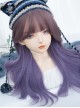 Harajuku Lotus Root Pink Purple Gradient Stylish Long Straight Large Curly Hair Flat Bangs Sweet Lolita Full Head Wig